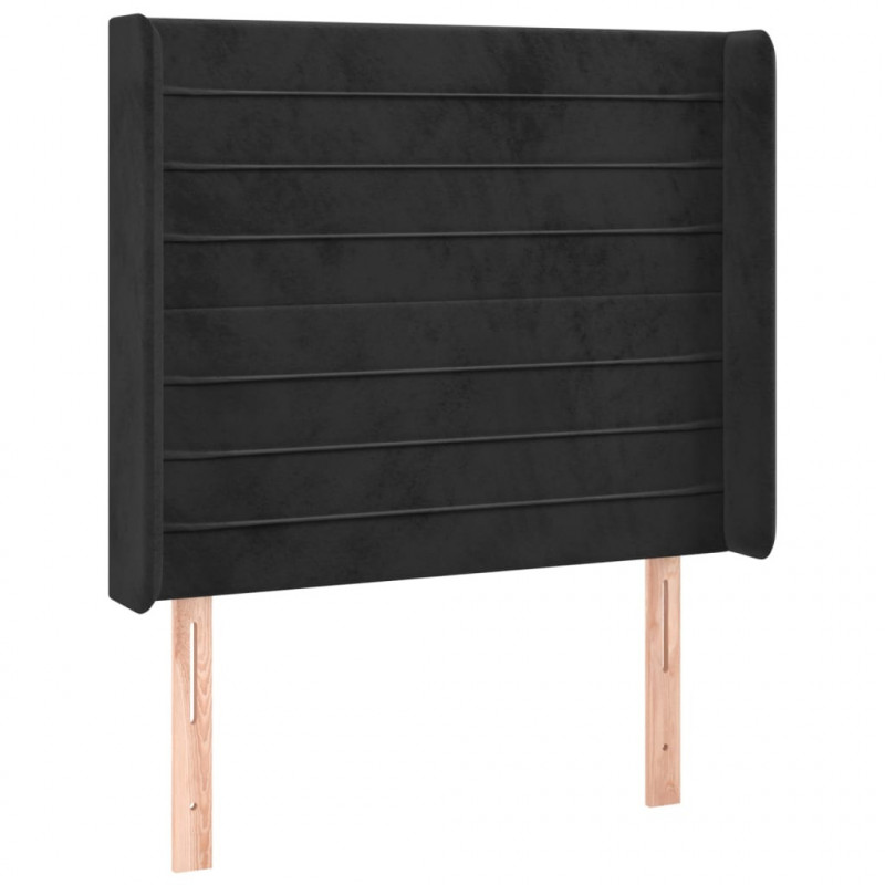 Zagłówek do łóżka z LED, czarny, 93x16x118/128 cm, aksamit