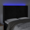 Zagłówek do łóżka z LED, czarny, 147x16x118/128 cm, aksamit