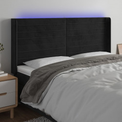 Zagłówek do łóżka z LED, czarny, 183x16x118/128 cm, aksamit