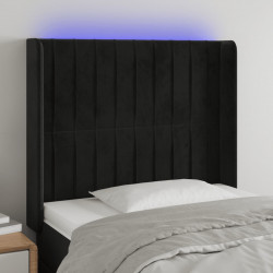 Zagłówek do łóżka z LED, czarny, 83x16x118/128 cm, aksamit