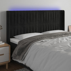 Zagłówek do łóżka z LED, czarny, 183x16x118/128 cm, aksamit