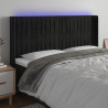Zagłówek do łóżka z LED, czarny, 183x16x118/128 cm, aksamit