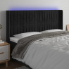 Zagłówek do łóżka z LED, czarny, 203x16x118/128 cm, aksamit