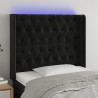 Zagłówek do łóżka z LED, czarny, 93x16x118/128 cm, aksamit
