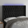 Zagłówek do łóżka z LED, czarny, 147x16x118/128 cm, aksamit