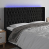 Zagłówek do łóżka z LED, czarny, 183x16x118/128 cm, aksamit