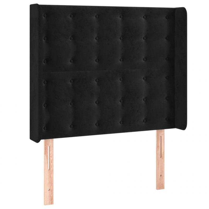 Zagłówek do łóżka z LED, czarny, 93x16x118/128 cm, aksamit