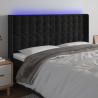 Zagłówek do łóżka z LED, czarny, 163x16x118/128 cm, aksamit