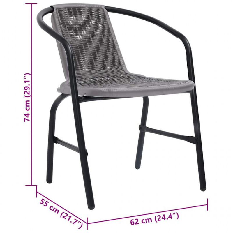 Krzesła ogrodowe, 4 szt., rattan syntetyczny i stal, 110 kg