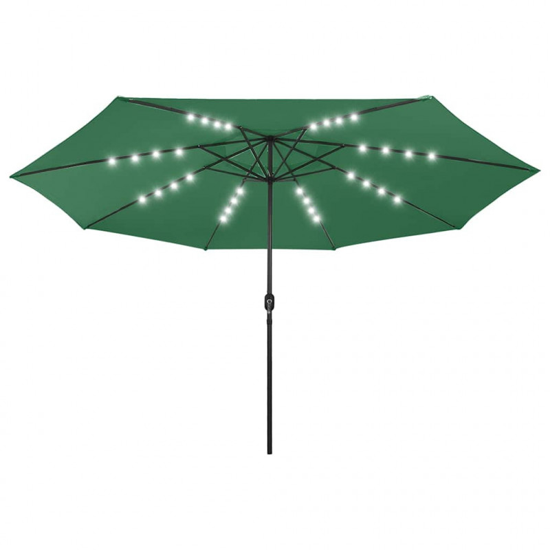 Parasol ogrodowy z LED, 400 cm, zielony