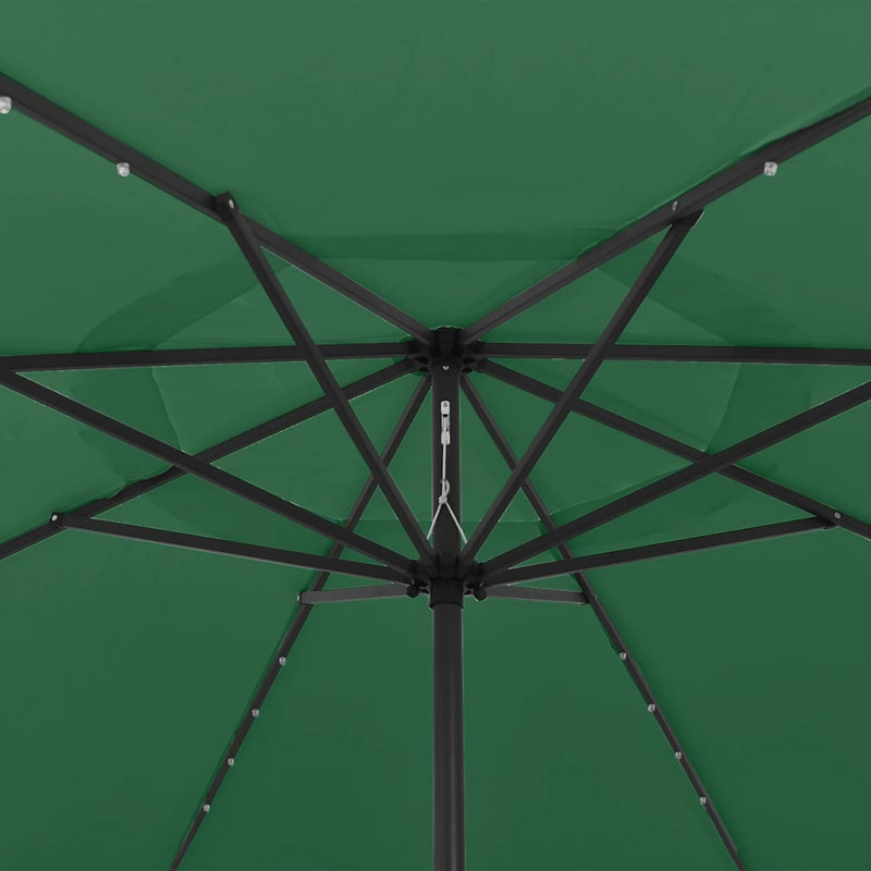 Parasol ogrodowy z LED, 400 cm, zielony