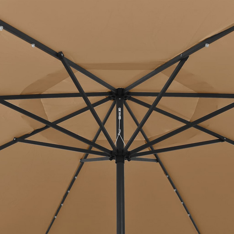 Parasol ogrodowy z LED, 400 cm, taupe