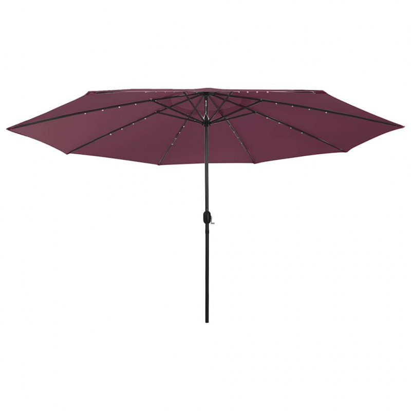 Parasol ogrodowy z LED, 400 cm, bordowy