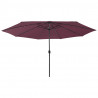 Parasol ogrodowy z LED, 400 cm, bordowy