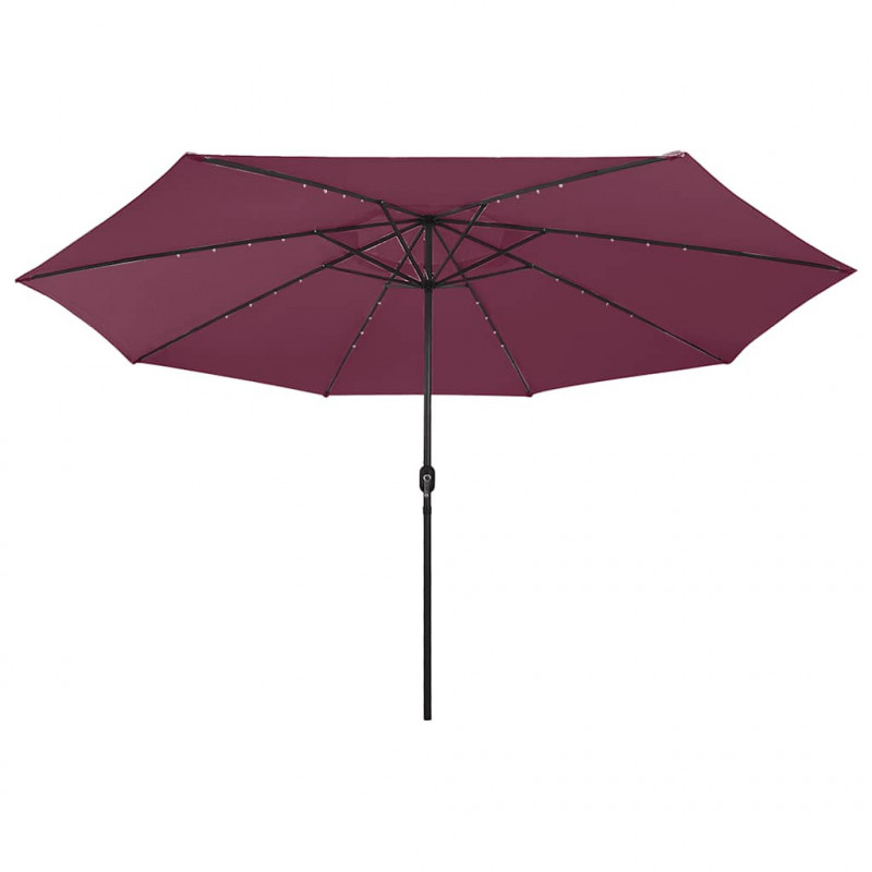 Parasol ogrodowy z LED, 400 cm, bordowy