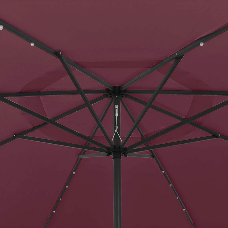 Parasol ogrodowy z LED, 400 cm, bordowy