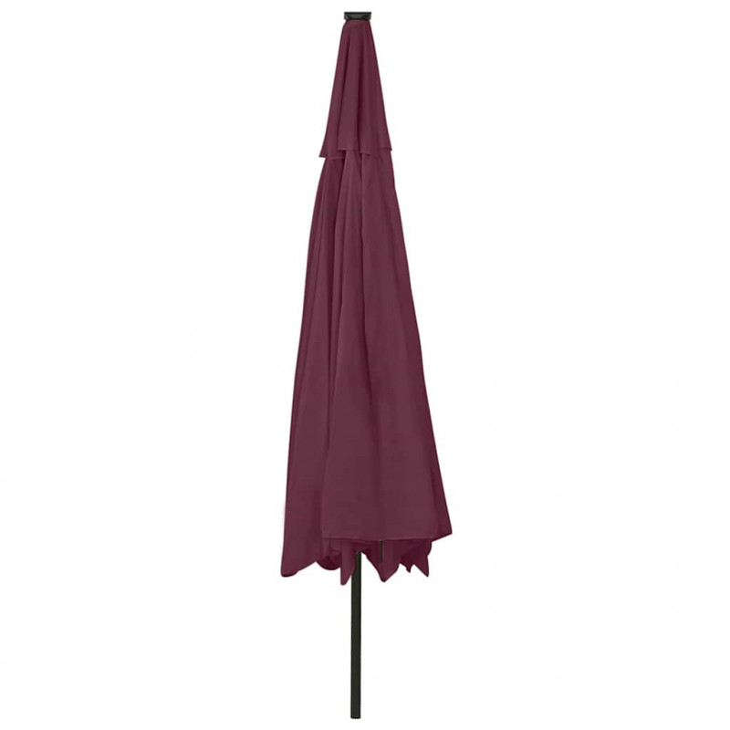 Parasol ogrodowy z LED, 400 cm, bordowy
