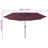 Parasol ogrodowy z LED, 400 cm, bordowy