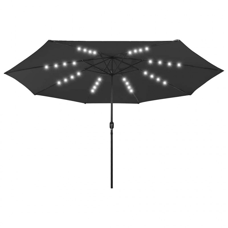 Parasol ogrodowy z LED, 400 cm, czarny