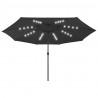 Parasol ogrodowy z LED, 400 cm, czarny
