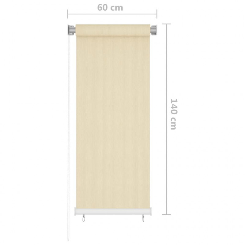 Roleta zewnętrzna, kremowa, 60x140 cm, HDPE