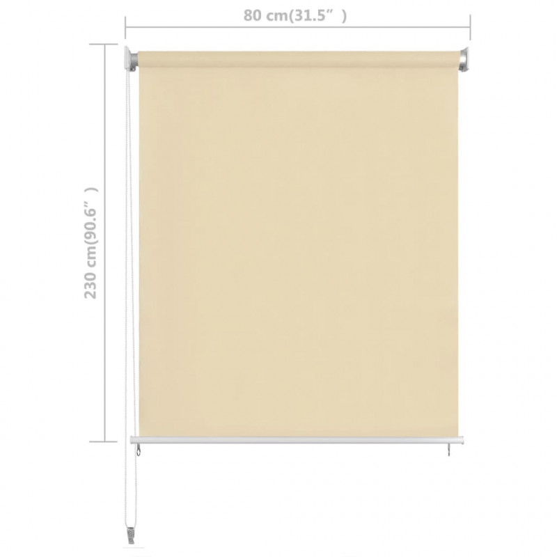 Roleta zewnętrzna, kremowa, 80x230 cm, HDPE