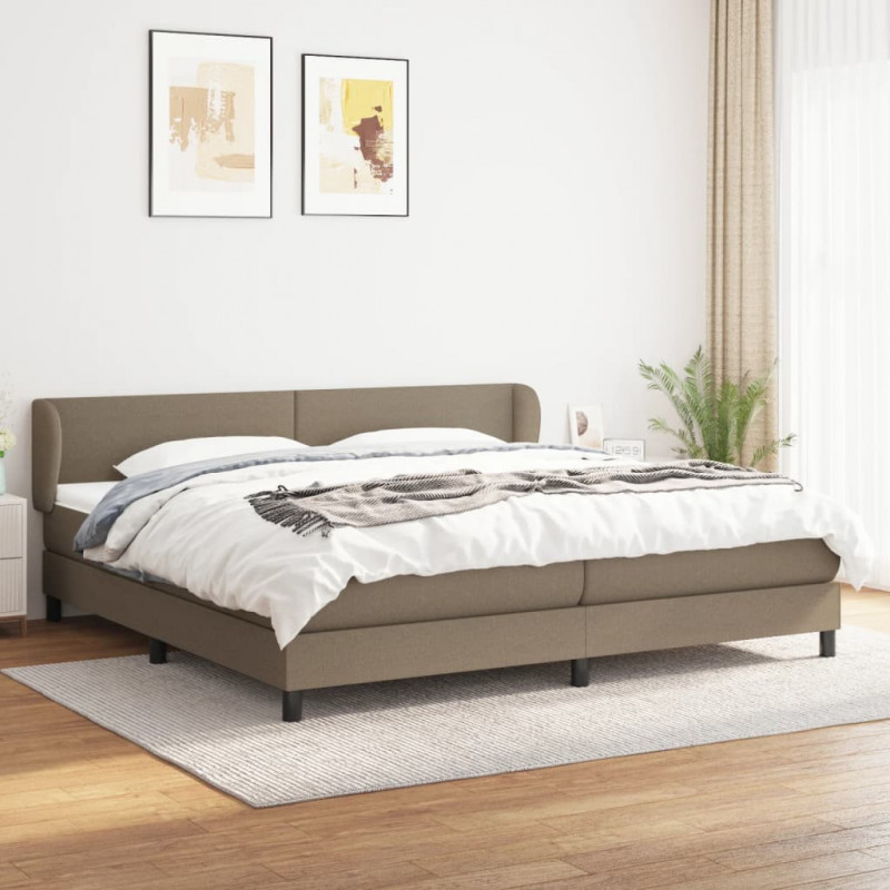 Łóżko kontynentalne z materacem, taupe, tkanina, 200x200 cm