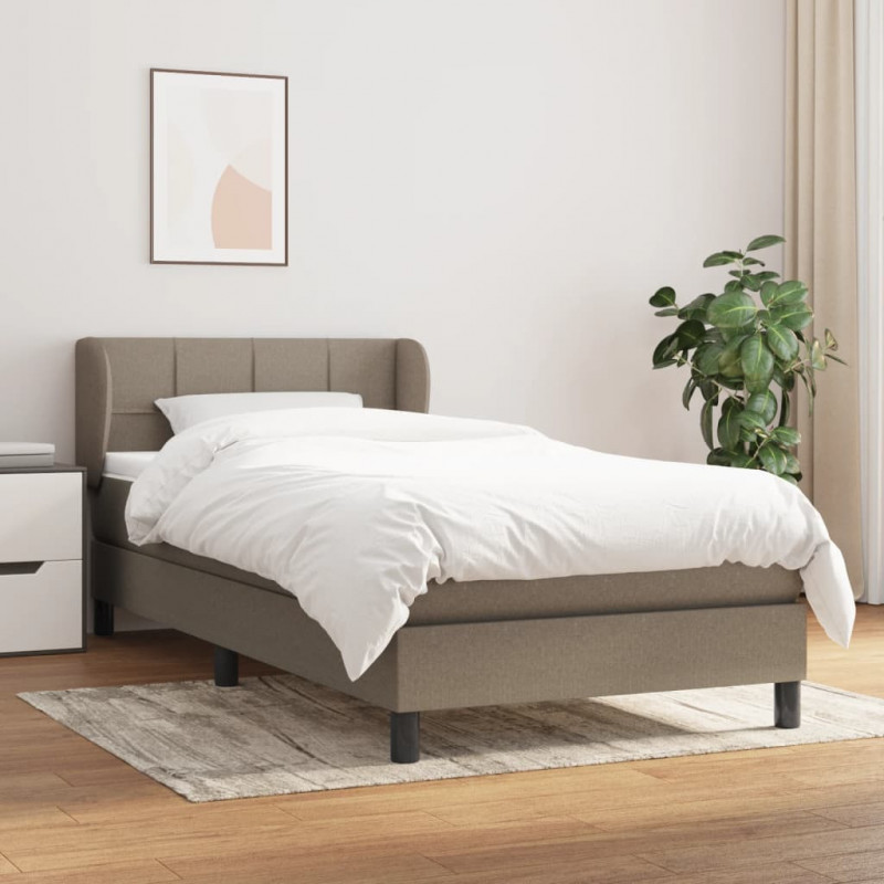 Łóżko kontynentalne z materacem, taupe, tkanina, 90x200 cm