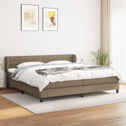 Łóżko kontynentalne z materacem, taupe, tkanina, 200x200 cm