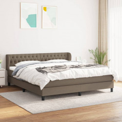 Łóżko kontynentalne z materacem, taupe, tkanina, 180x200 cm