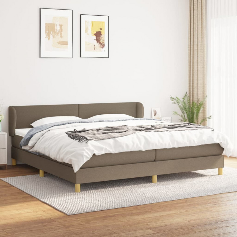 Łóżko kontynentalne z materacem, taupe, tkanina, 200x200 cm