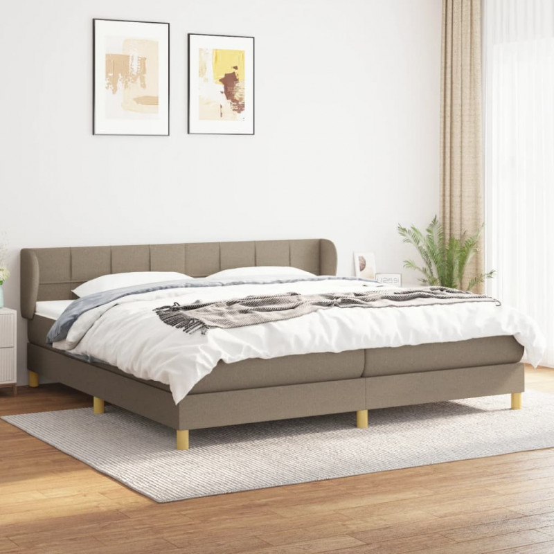 Łóżko kontynentalne z materacem, taupe, tkanina, 200x200 cm