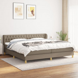 Łóżko kontynentalne z materacem, taupe, tkanina, 200x200 cm