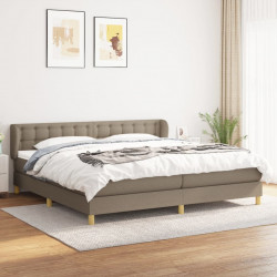 Łóżko kontynentalne z materacem, taupe, tkanina, 200x200 cm