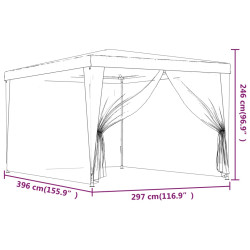 Namiot imprezowy z 4 ścianami z siatki, niebieski, 3x4 m, HDPE