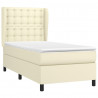 Łóżko kontynentalne z materacem, kremowe, ekoskóra 90x190 cm
