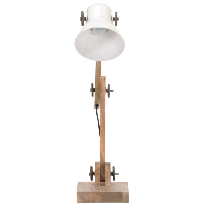 Industrialna lampa stołowa, biała, okrągła, 58x18x90 cm, E27