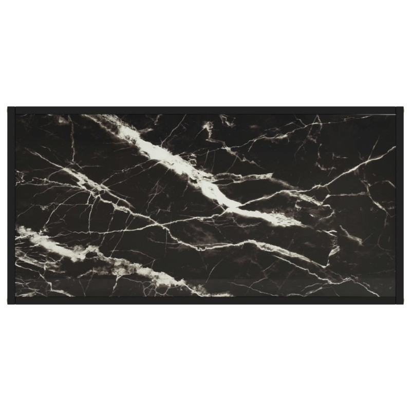 Stolik kawowy, szkło w kolorze czarny marmur, 100x50x35 cm
