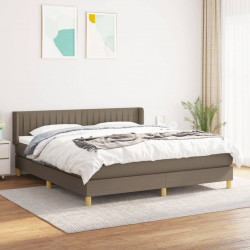 Łóżko kontynentalne z materacem, taupe, tkanina, 160x200 cm