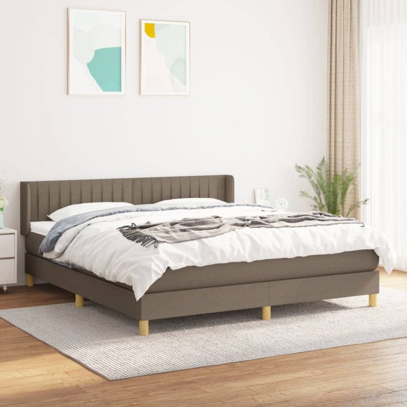 Łóżko kontynentalne z materacem, taupe, tkanina, 160x200 cm