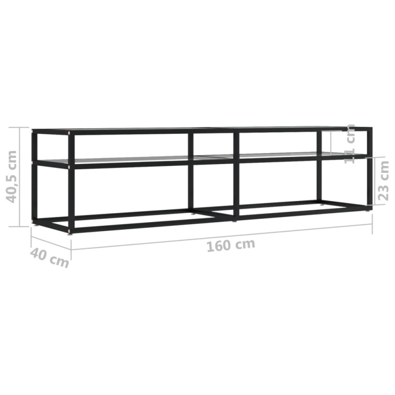 Szafka pod TV, przezroczysta, 160x40x40,5 cm, hartowane szkło
