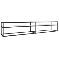 Szafka pod TV, biały marmur, 220x40x40,5 cm, szkło hartowane