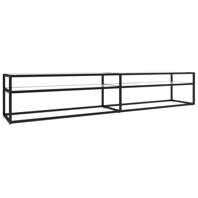 Szafka pod TV, biały marmur, 220x40x40,5 cm, szkło hartowane