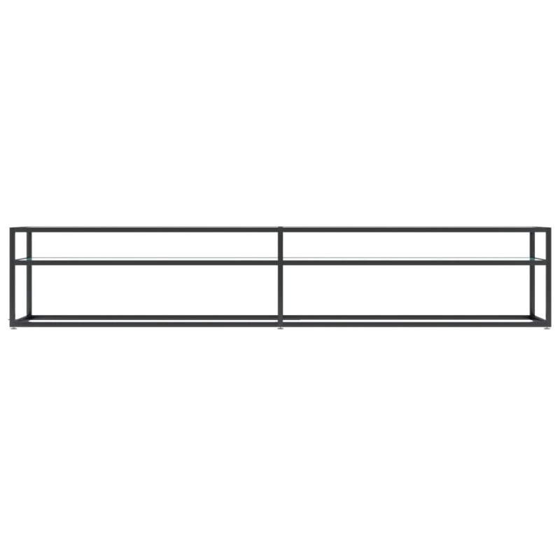 Szafka pod TV, biały marmur, 220x40x40,5 cm, szkło hartowane
