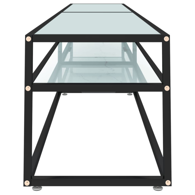 Szafka pod TV, biały marmur, 220x40x40,5 cm, szkło hartowane