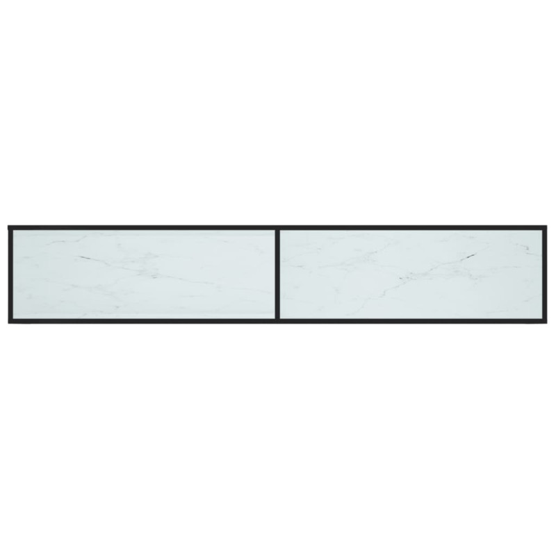 Szafka pod TV, biały marmur, 220x40x40,5 cm, szkło hartowane