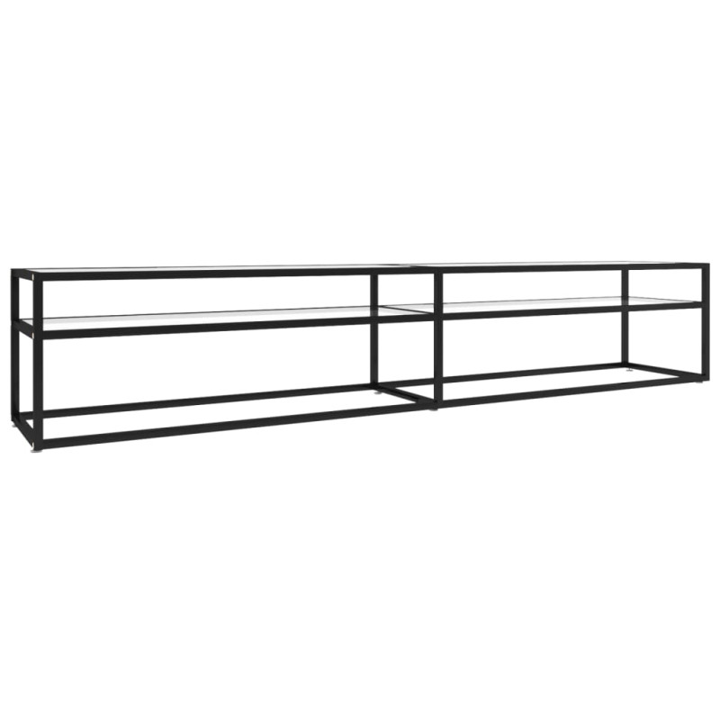 Szafka pod TV, przezroczysta, 220x40x40,5 cm, hartowane szkło