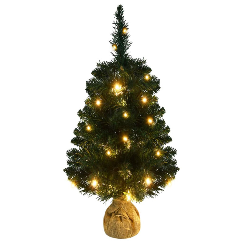 Sztuczna choinka z lampkami i stojakiem, zielona, 90 cm, PVC