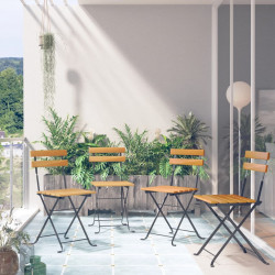 Składane krzesła bistro, 4 szt., lite drewno akacjowe