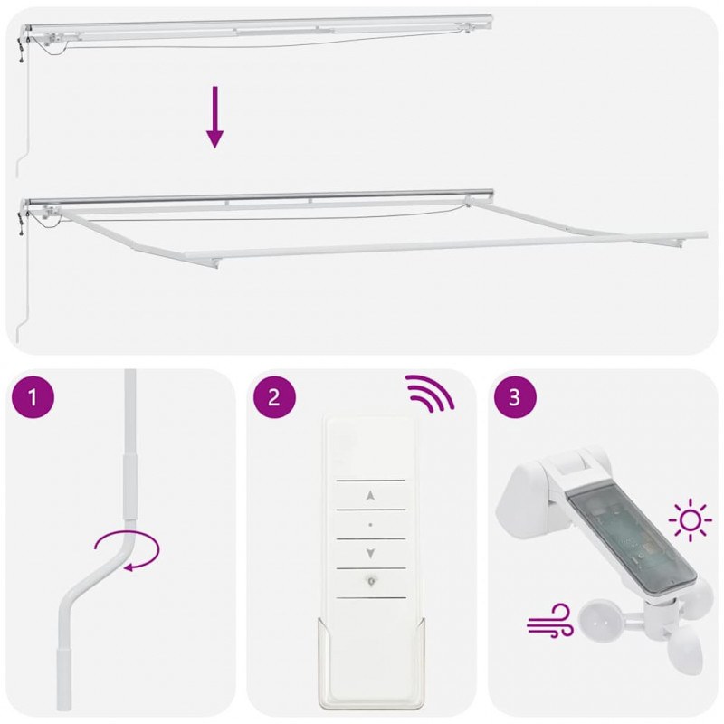 Rama markizy Ze LED Lights Biały 450 × 300 cm Aluminium